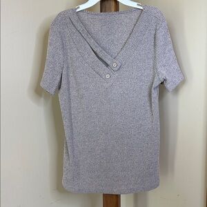 Women's Ribbed V-Neck Top - Beige